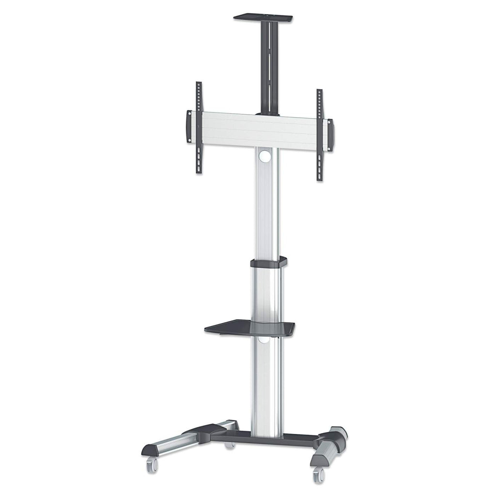461245 manhattan Tv & Monitor Mount, Trolley Stand, 1 Screen, Screen Sizes: 37-65", Silver, Vesa 200x200 To 600x400mm, Max 50kg, Lfd, Lifetime Warranty - NA01