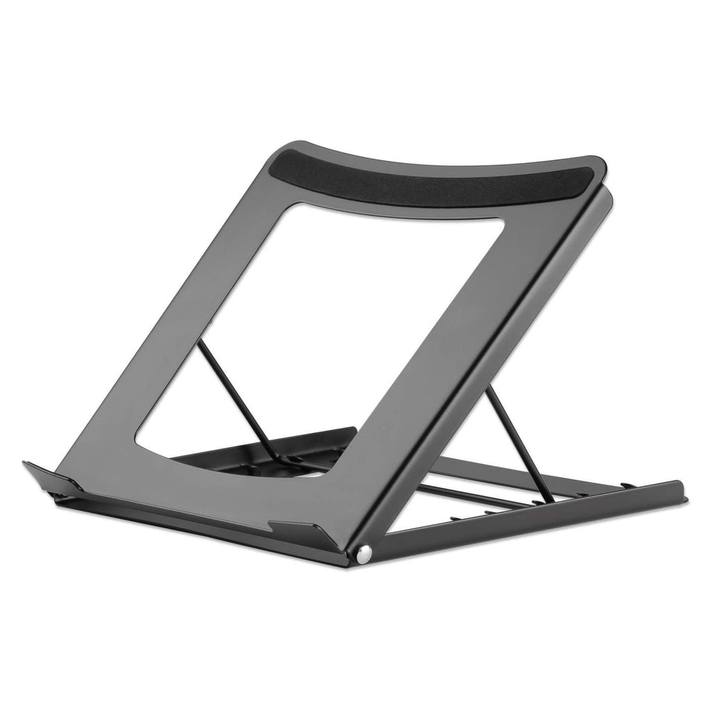 462129 manhattan Laptop And Tablet Stand, Adjustable (5 Positions), Suitable For All Tablets And Laptops Up To 15.6", Portable And Lightweight, Steel, Black, Lifetime Warranty - NA01
