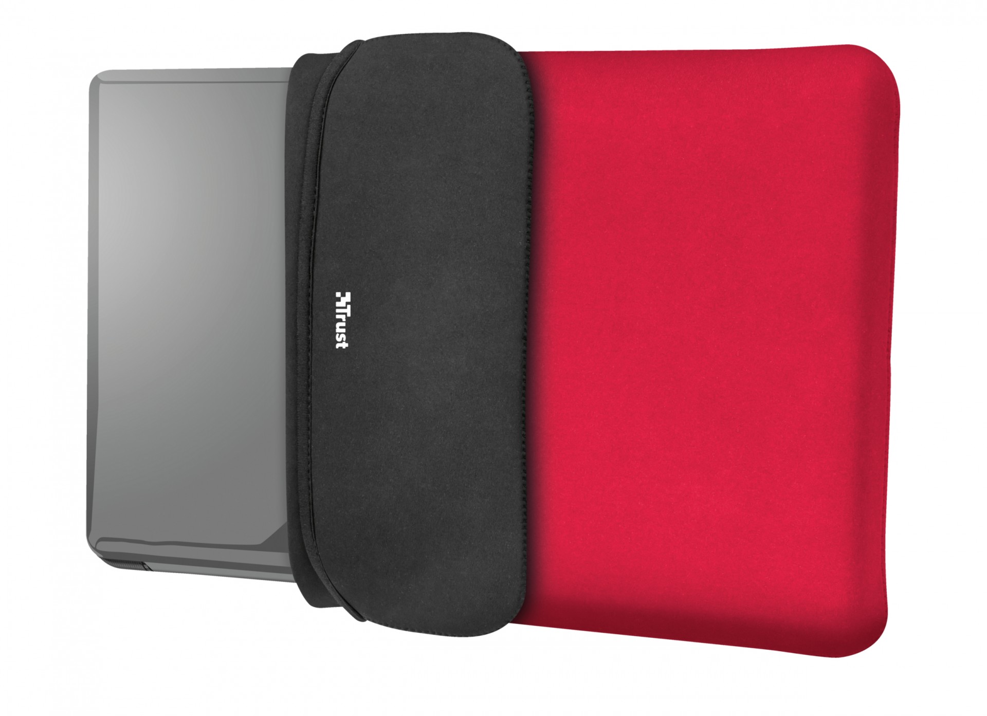 23455 trust 2 For 1 Wireless Mouse And Reversible 15.6"  Laptop Sleeve Red & Black - NA01