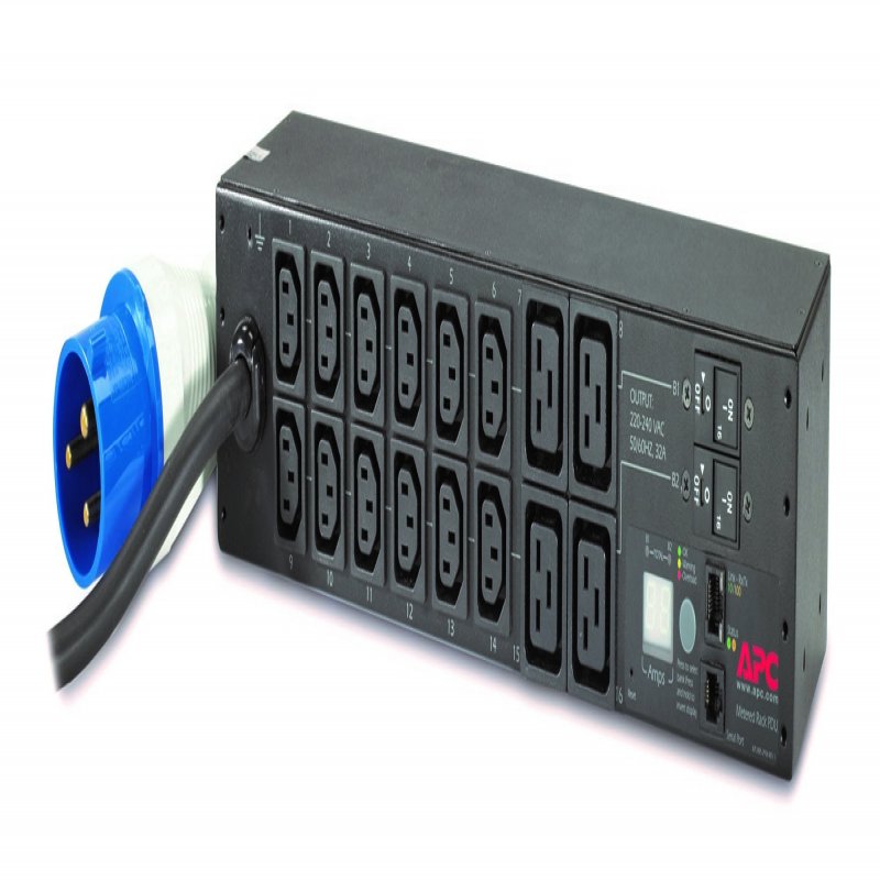 APC Metered Rack PDU AP7822B - Power Distribution Unit (rack-mountable) - AC 200/208/230 V - Input: IEC 60309 32A - Output Connectors: 16 (power IEC 60320 C13, IEC 60320 C19) - 2U - 3.66 M Co - C2000