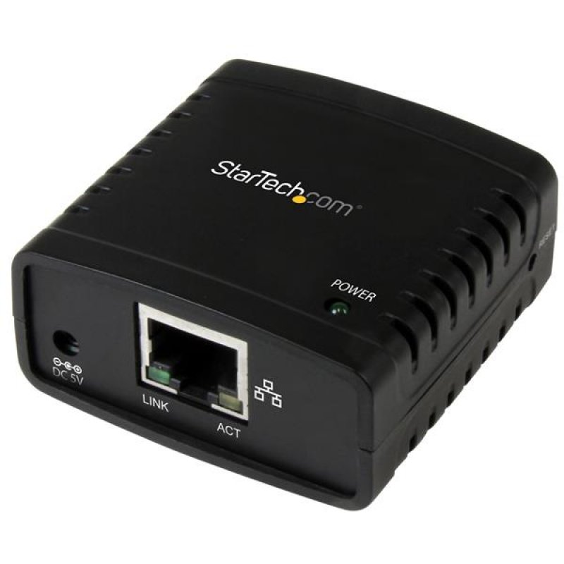 StarTech.com 10/100Mbps Ethernet To USB 2.0 Network Print Server - Windows 10 - LPR - LAN USB Print Server Adapter (PM1115U2) - Print Server - USB 2.0 - 10/100 Ethernet - Black - For P/N: SVA - C2000
