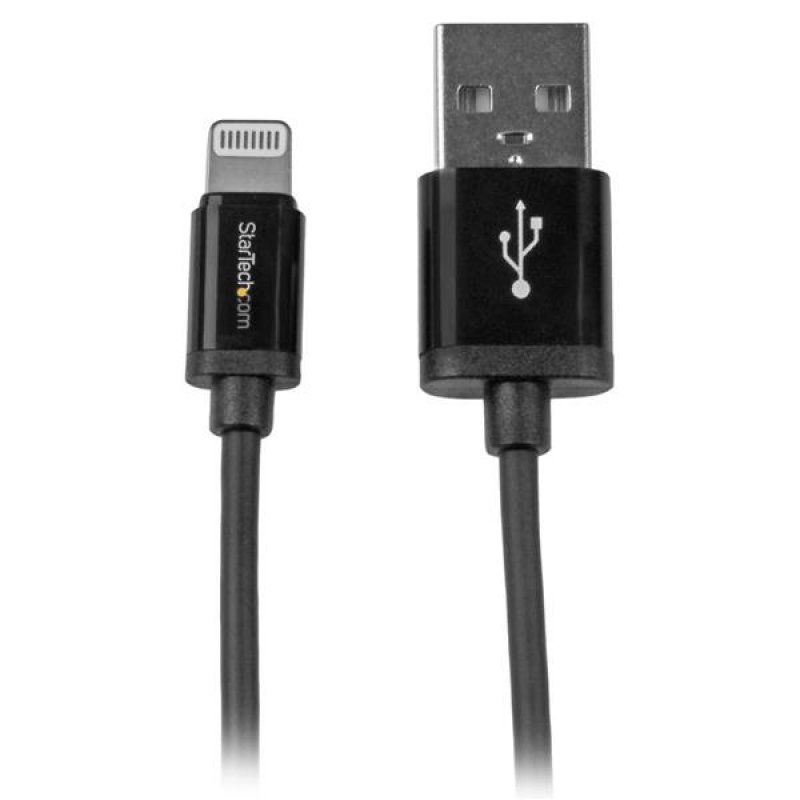 StarTech.com 1m (3ft) Black Apple 8-pin Lightning Connector To USB Cable For IPhone / IPod / IPad - Charge And Sync Cable - 1 Meter (USBLT1MB) - Lightning Cable - Lightning Male To USB Male - - C2000