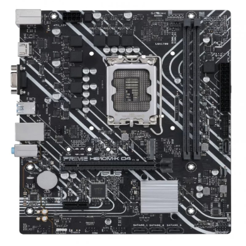 ASUS PRIME H610M-K D4 - Motherboard - Micro ATX - LGA1700 Socket - H610 Chipset - USB 3.2 Gen 1, USB 3.2 Gen 2 - Gigabit LAN - Onboard Graphics (CPU Required) - HD Audio (8-channel) 90MB1A10- - C2000
