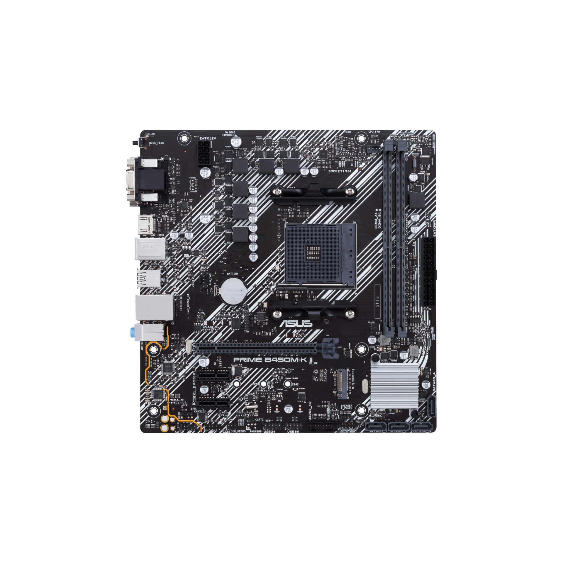 ASUS PRIME B450M-K II - Motherboard - Micro ATX - Socket AM4 - AMD B450 Chipset - USB 3.2 Gen 1 - Gigabit LAN - Onboard Graphics (CPU Required) - HD Audio (8-channel) 90MB1600-M0EAY0 - C2000