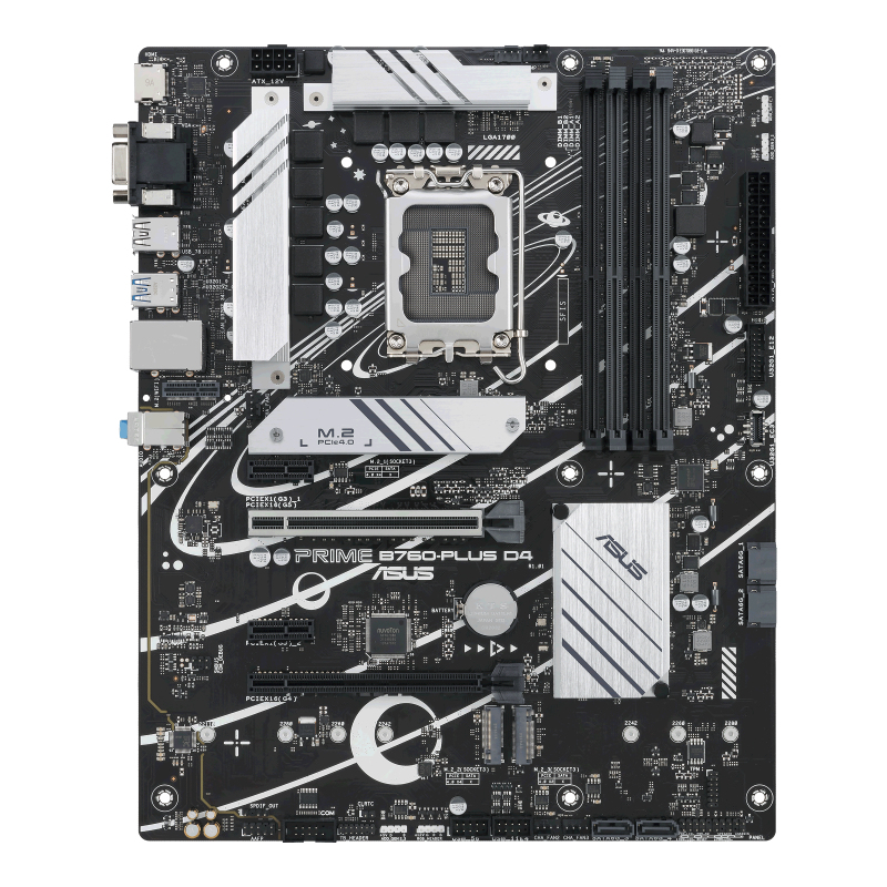 ASUS PRIME B760-PLUS D4 - Motherboard - ATX - LGA1700 Socket - B760 Chipset - USB 3.2 Gen 1, USB 3.2 Gen 2, USB4, USB-C 3.2 Gen 2x2, USB-C 3.2 Gen 1 - 2.5 Gigabit LAN - Onboard Graphics (CPU  - C2000