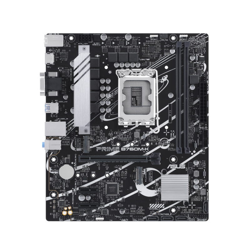 ASUS PRIME B760M-K - Motherboard - Micro ATX - LGA1700 Socket - B760 Chipset - USB 3.2 Gen 1 - 2.5 Gigabit LAN - Onboard Graphics (CPU Required) - HD Audio (8-channel) 90MB1FI0-M1EAY0 - C2000