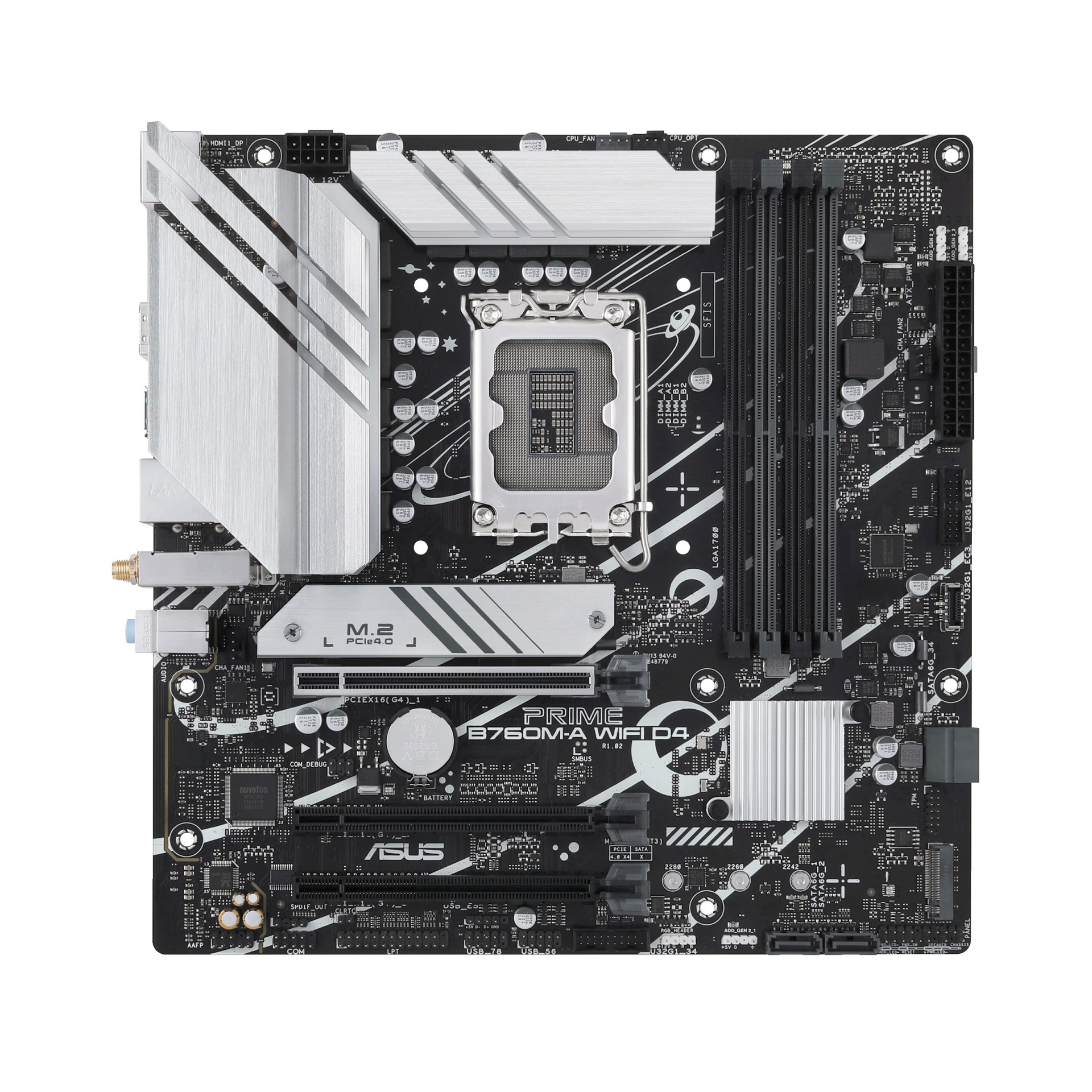 ASUS PRIME B760M-A WIFI D4 - Motherboard - Micro ATX - LGA1700 Socket - B760 Chipset - USB 3.2 Gen 1, USB 3.2 Gen 2, USB-C 3.2 Gen 1 - 2.5 Gigabit LAN, Wi-Fi 6, Bluetooth - Onboard Graphics ( - C2000