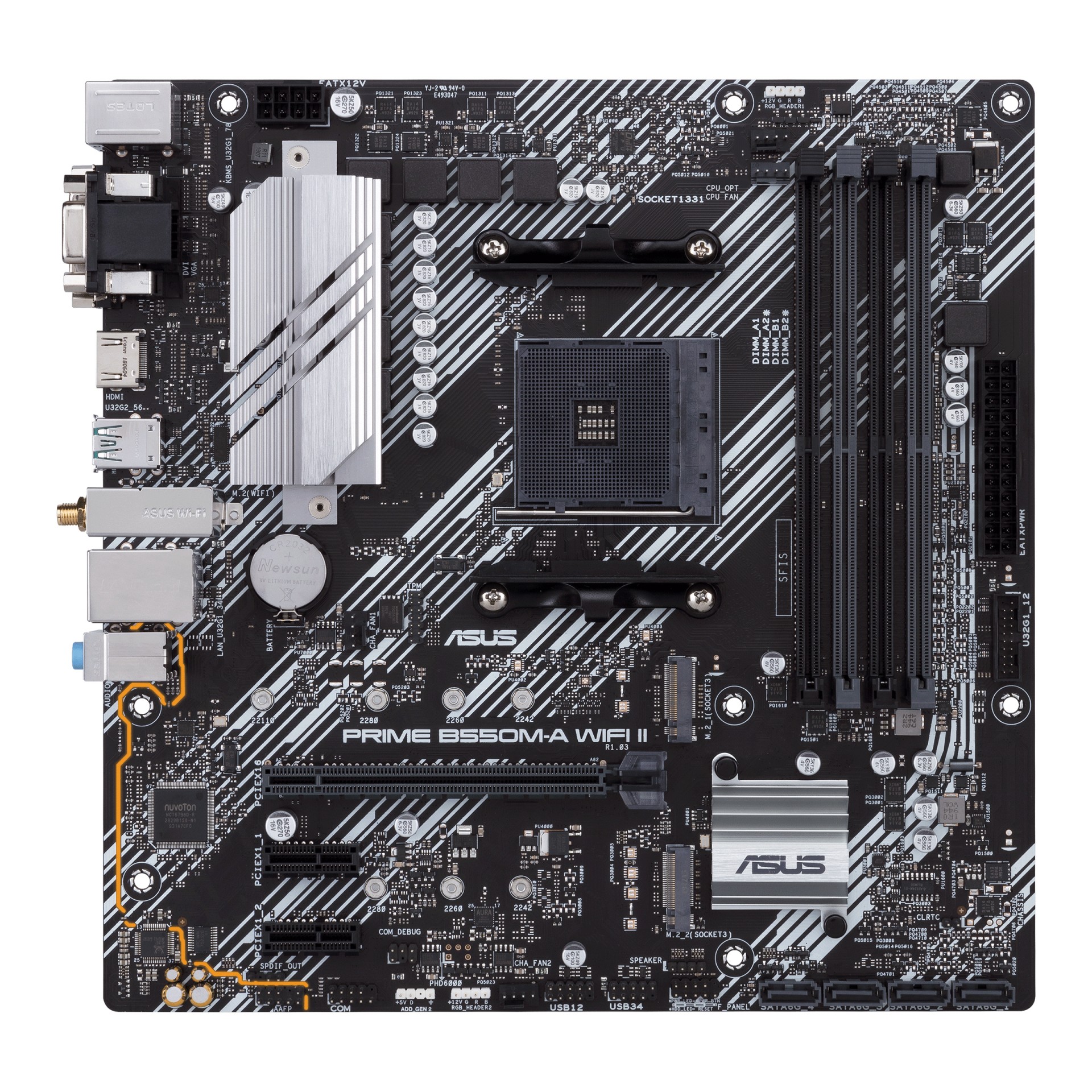 ASUS PRIME B550M-A WIFI II - Motherboard - Micro ATX - Socket AM4 - AMD B550 Chipset - USB 3.2 Gen 1, USB 3.2 Gen 2 - Gigabit LAN, Wi-Fi 6, Bluetooth - Onboard Graphics (CPU Required) - HD Au - C2000