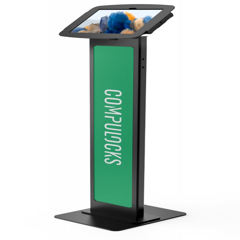 Compulocks Galaxy Tab A8 10.5" Space Enclosure Brandable Floor Stand - Stand - For Tablet - Brandable - Lockable - High-grade Aluminium - Black - Screen Size: 10.5" - Floor-standing - For Sam - C2000