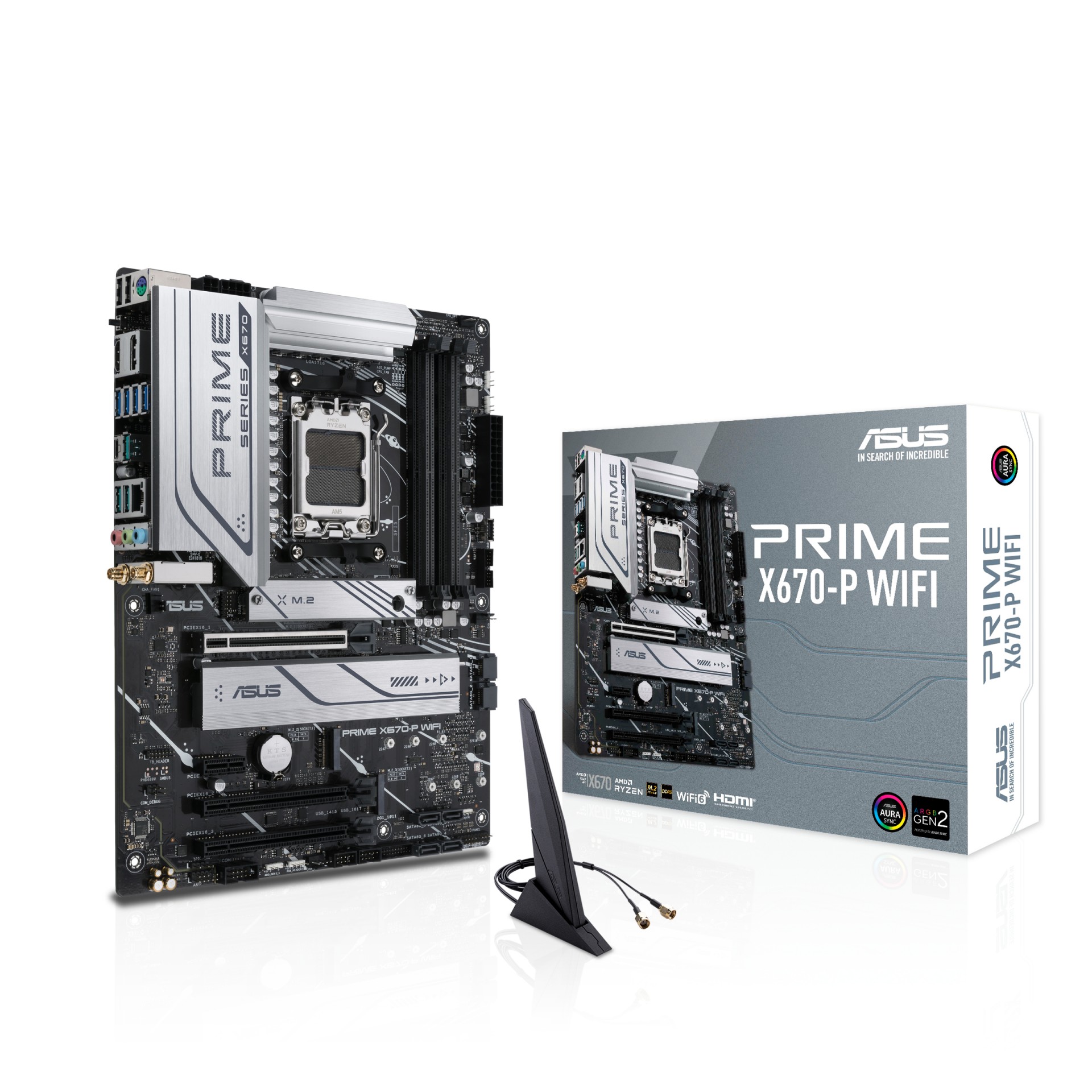 ASUS Prime X670-P WIFI - Motherboard - ATX - Socket AM5 - AMD X670 Chipset - USB-C 3.2 Gen 1, USB-C Gen 2x2, USB 3.2 Gen 1, USB 3.2 Gen 2 - 2.5 Gigabit LAN, Wi-Fi 6, Bluetooth - Onboard Graph - C2000