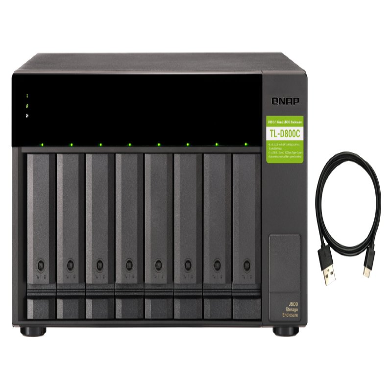 QNAP TL-D800C - Hard Drive Array - 8 Bays (SATA-600) - USB 3.2 Gen 2 (external) TL-D800C - C2000