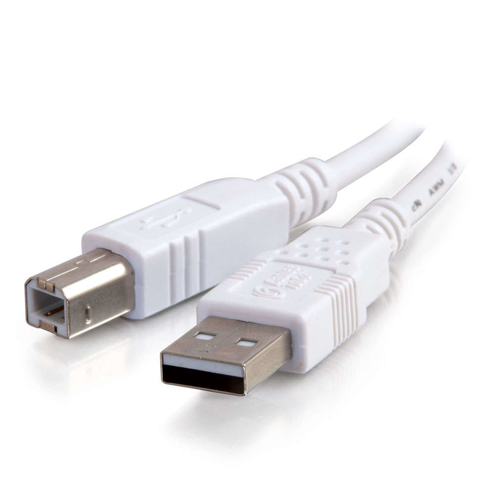 C2G - USB Cable - USB (M) To USB Type B (M) - USB 2.0 - 3 M - White 81562 - C2000