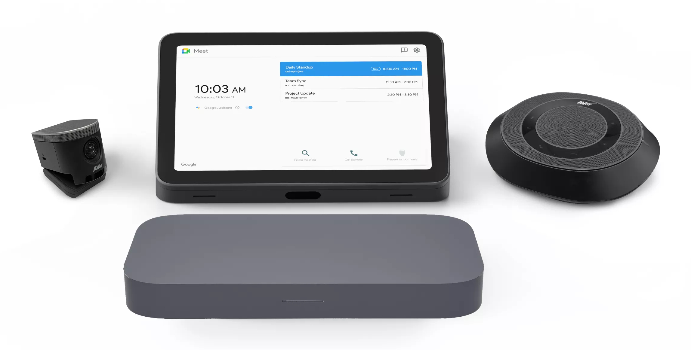 ASUS Google Meet GQE20A - Small/Medium Room Kit - Video Conferencing Kit (ePTZ UHD Camera, Speakerphone, Touchscreen Console) - Iron Grey - With Meeting Computer System 90MS02U2-M00030 - C2000
