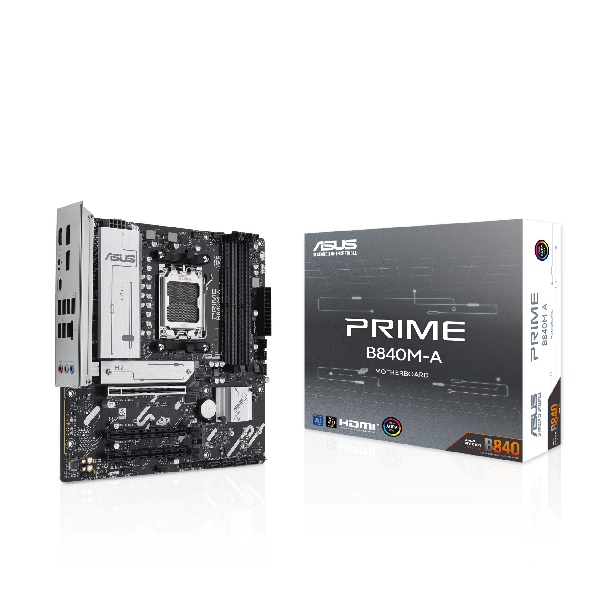 ASUS PRIME B840M-A-CSM - Motherboard - Micro ATX - Socket AM5 - AMD B840 Chipset - USB-C 3.2 Gen 1, USB 3.2 Gen 1 - 2.5 Gigabit LAN - Onboard Graphics (CPU Required) - HD Audio (8-channel) -  - C2000