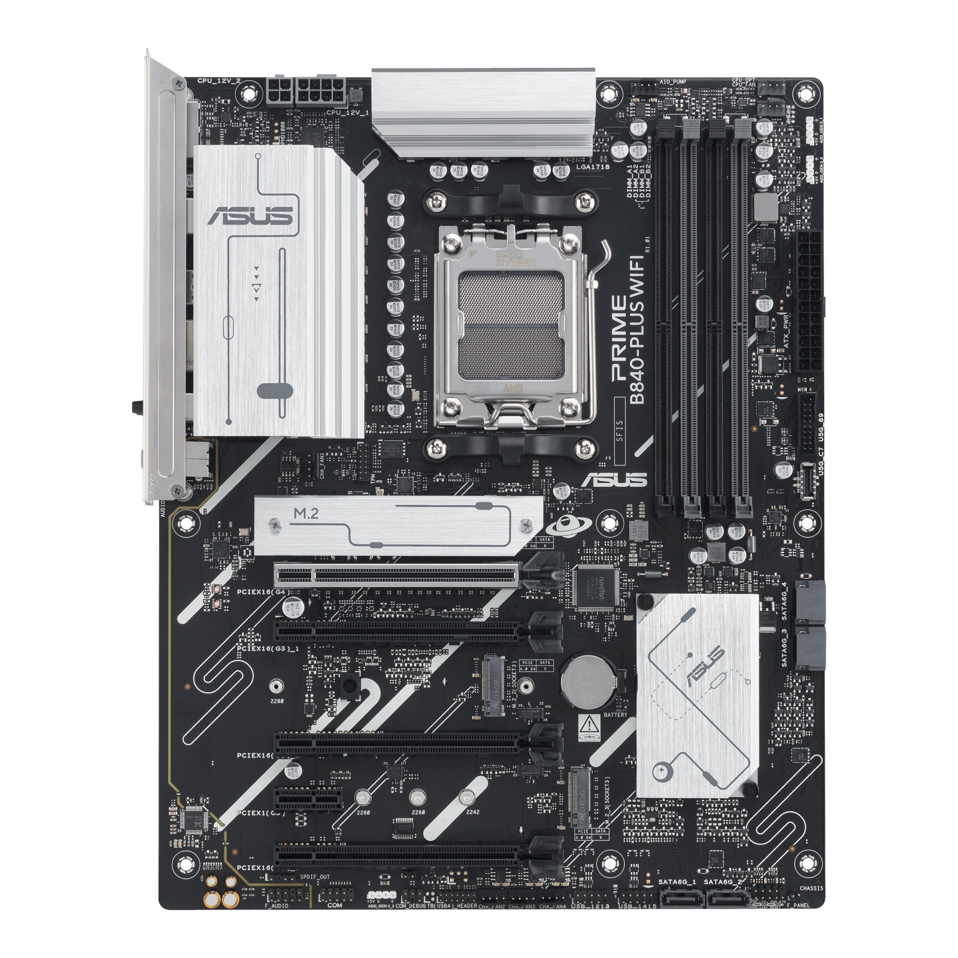 ASUS PRIME B840-PLUS WIFI - Motherboard - ATX - Socket AM5 - AMD B840 Chipset - USB-C 3.2 Gen 1, USB 3.2 Gen 1 - 2.5 Gigabit LAN, Bluetooth, Wi-Fi 6E - Onboard Graphics (CPU Required) - HD Au - C2000