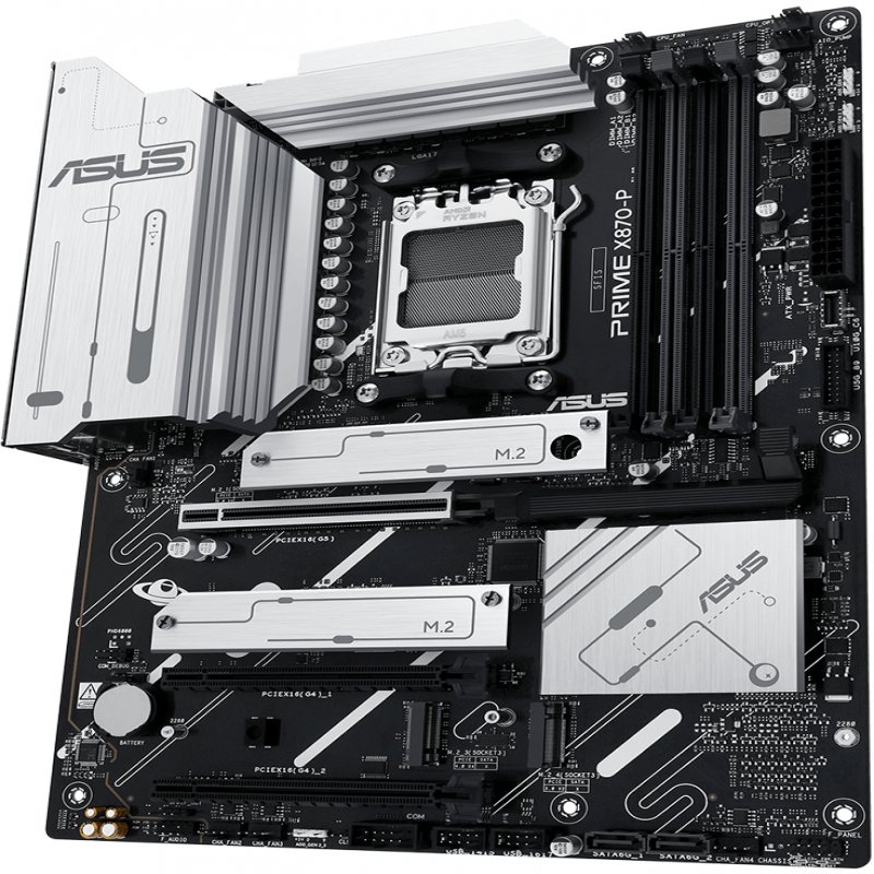 ASUS PRIME X870-P - Motherboard - ATX - Socket AM5 - AMD X870 Chipset - USB4, USB 3.2 Gen 2, USB-C 3.2 Gen2, USB 3.2 Gen 1 - 2.5 Gigabit LAN - Onboard Graphics (CPU Required) - HD Audio (8-ch - C2000