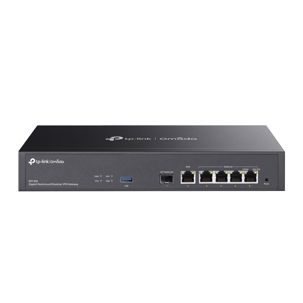 TP-Link Omada ER7406 V1 - Router 4-port Switch - 1GbE - WAN Ports: 6 - Rack-mountable ER7406 - C2000