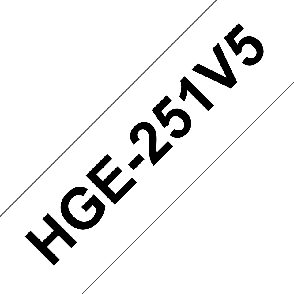 Brother HGE-251V5 - Black On White - Roll (2.4 Cm X 8 M) 5 Cassette(s) Laminated Tape - For P-Touch PT-9500pc, PT-9700PC, PT-9800PCN, P-Touch R RL-700S HGE251V5 - C2000