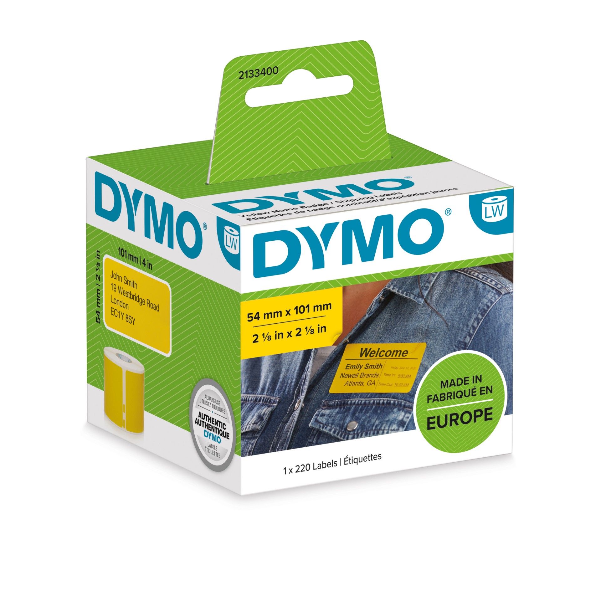 Dymo - Supplies                  Dymo 99014 54mm X 101mm             Shipping/name Badge Blk On Yelow    2133400