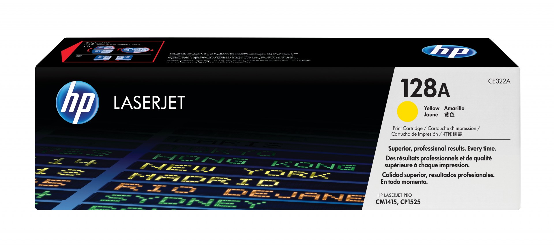 HP 128A - CE322A - 1 X Yellow - Toner Cartridge - For Color LaserJet Pro CM1415fn, CM1415fnw, CP1525n, CP1525nw CE322A - C2000