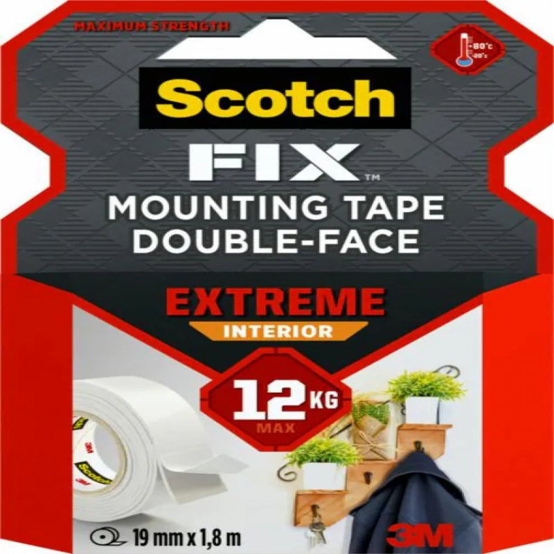 3m Scotch Fix Extreme Interior Double-sided Mounting Tape Holds Up To 12kg 19mm X 1.8m (roll) - 7100263859 7100263859 - AD01