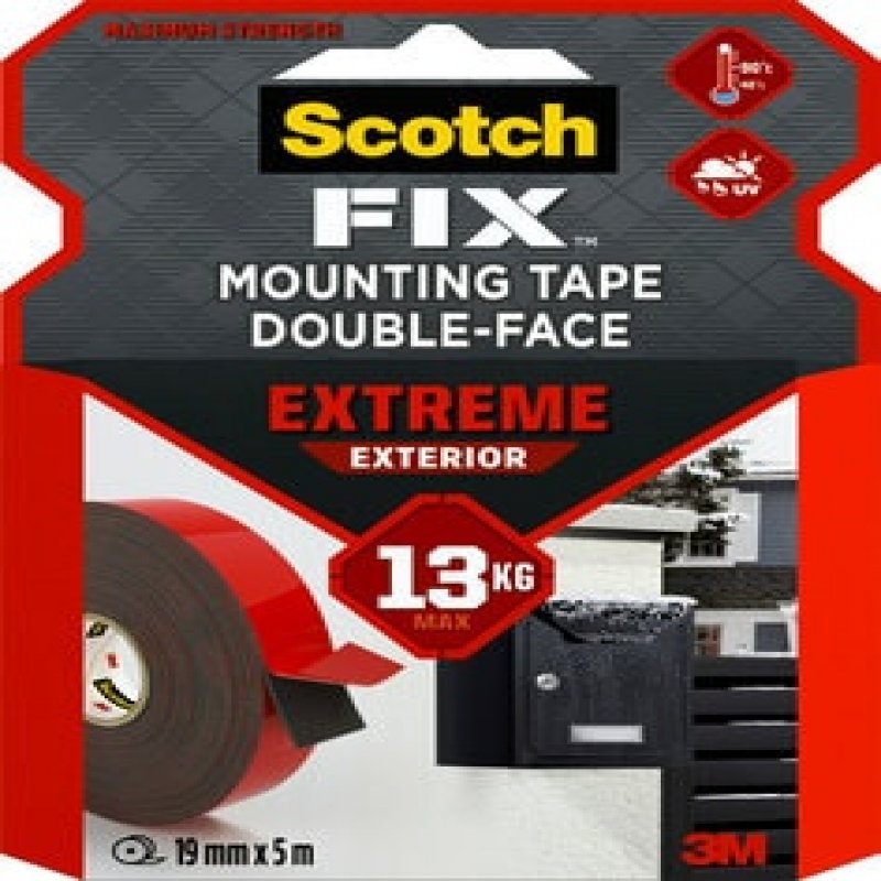 3m Scotch Fix Extreme Exterior Double-sided Mounting Tape Holds Up To 13kg 19mm X 5m (roll) - 7100272807 7100272807 - AD01