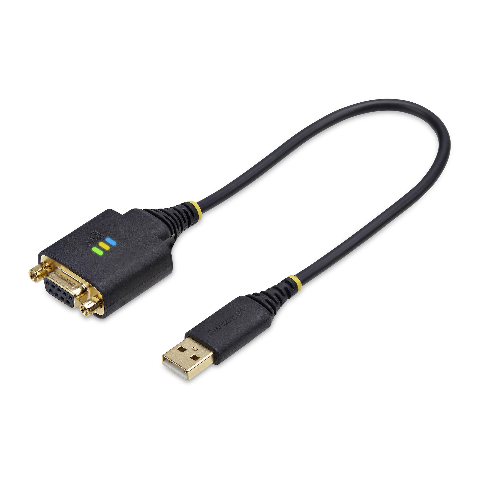 StarTech.com 1ft/30cm USB To Null Modem Serial Adapter Cable, FTDI, RS232 - USB / Serial Cable - USB (M) To DB-9 (F) Screwable - 30 Cm - Rugged, Molded - Black 1P1FFCN-USB-SERIAL - C2000