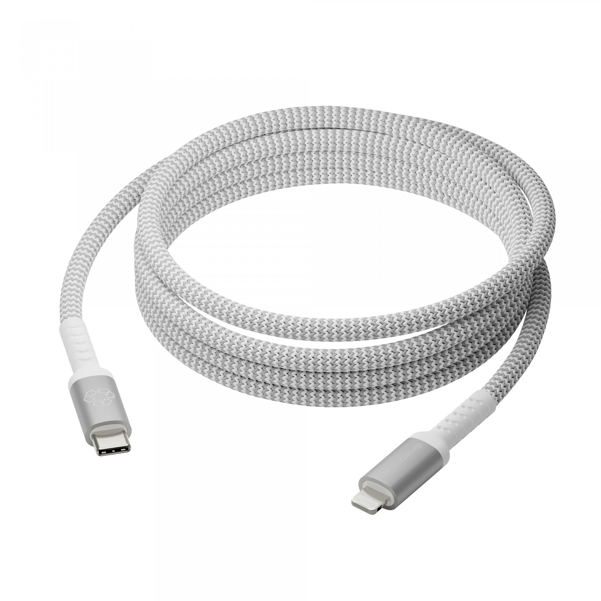 Dbramante1928 Re-charge - Lightning Cable - 24 Pin USB-C Male To Lightning Male - 2.5 M - Braided Cable, 100% Recycled Plastic CB25CLGR7121 - C2000