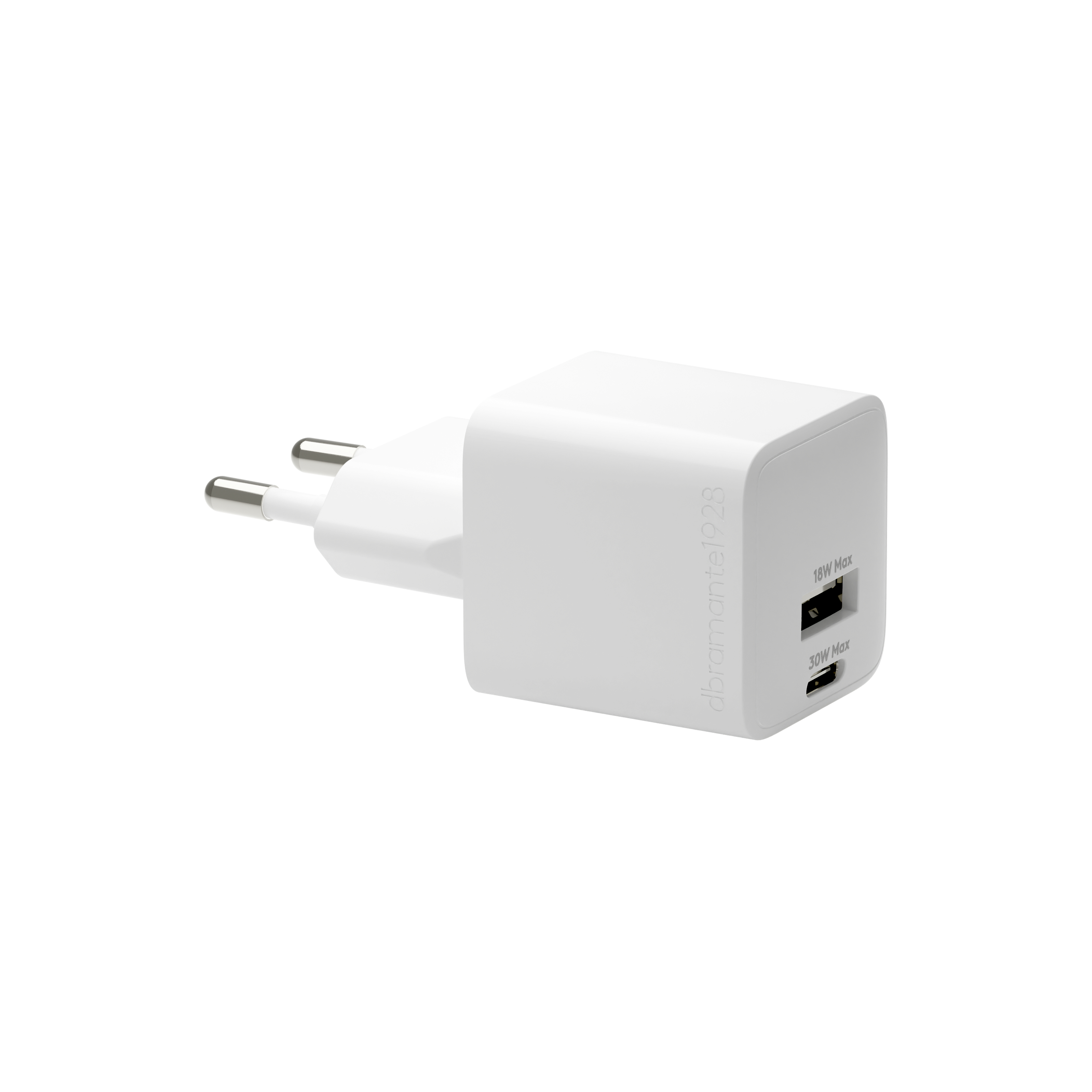 Dbramante1928 Re-charge - Power Adapter - 30 Watt - PD - 2 Output Connectors (USB, 24 Pin USB-C) - White - Europe CH18EUWH7098 - C2000