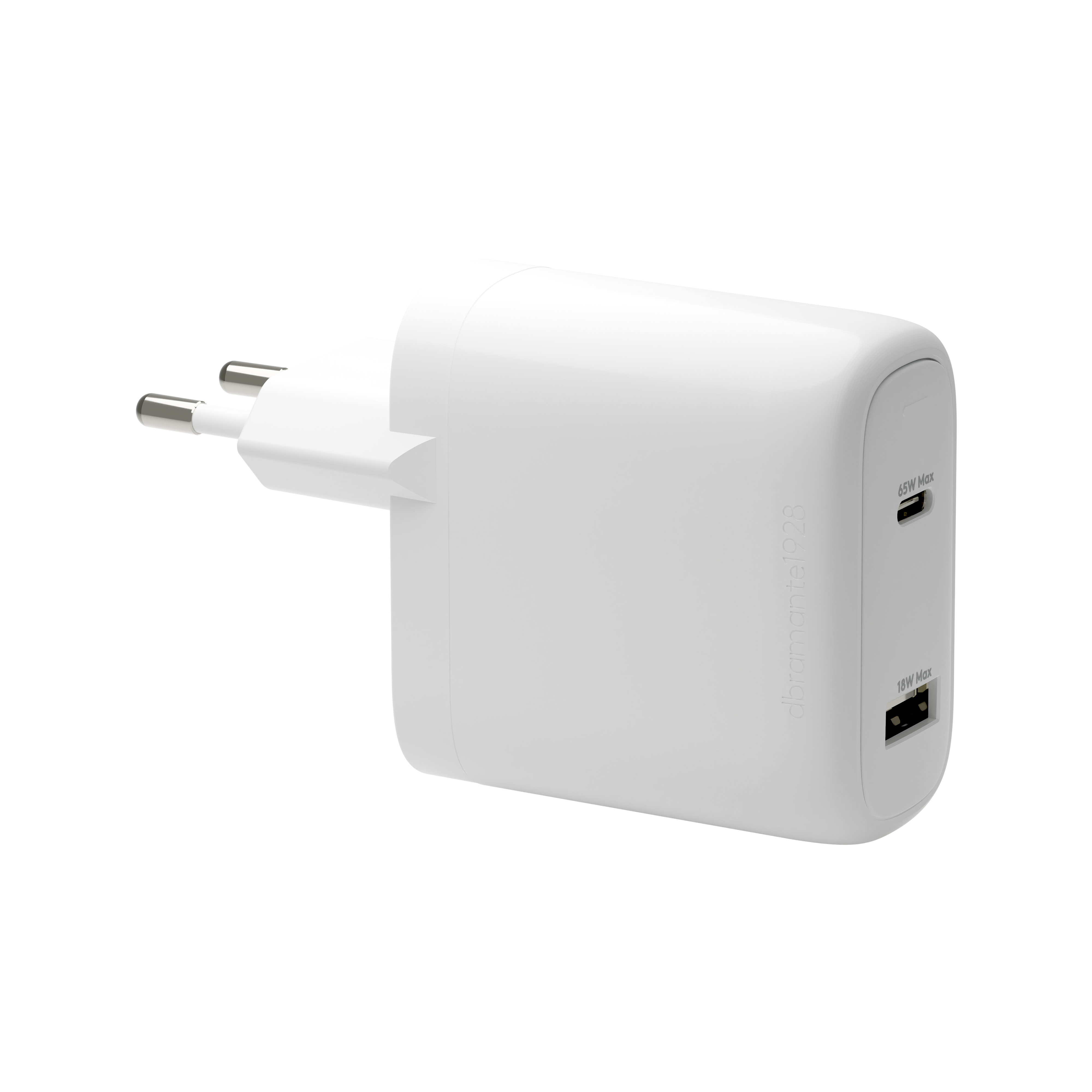Dbramante1928 Re-charge - Power Adapter - 65 Watt - 2 Output Connectors (24 Pin USB-C, USB) - White - Europe CI65EUWH7100 - C2000