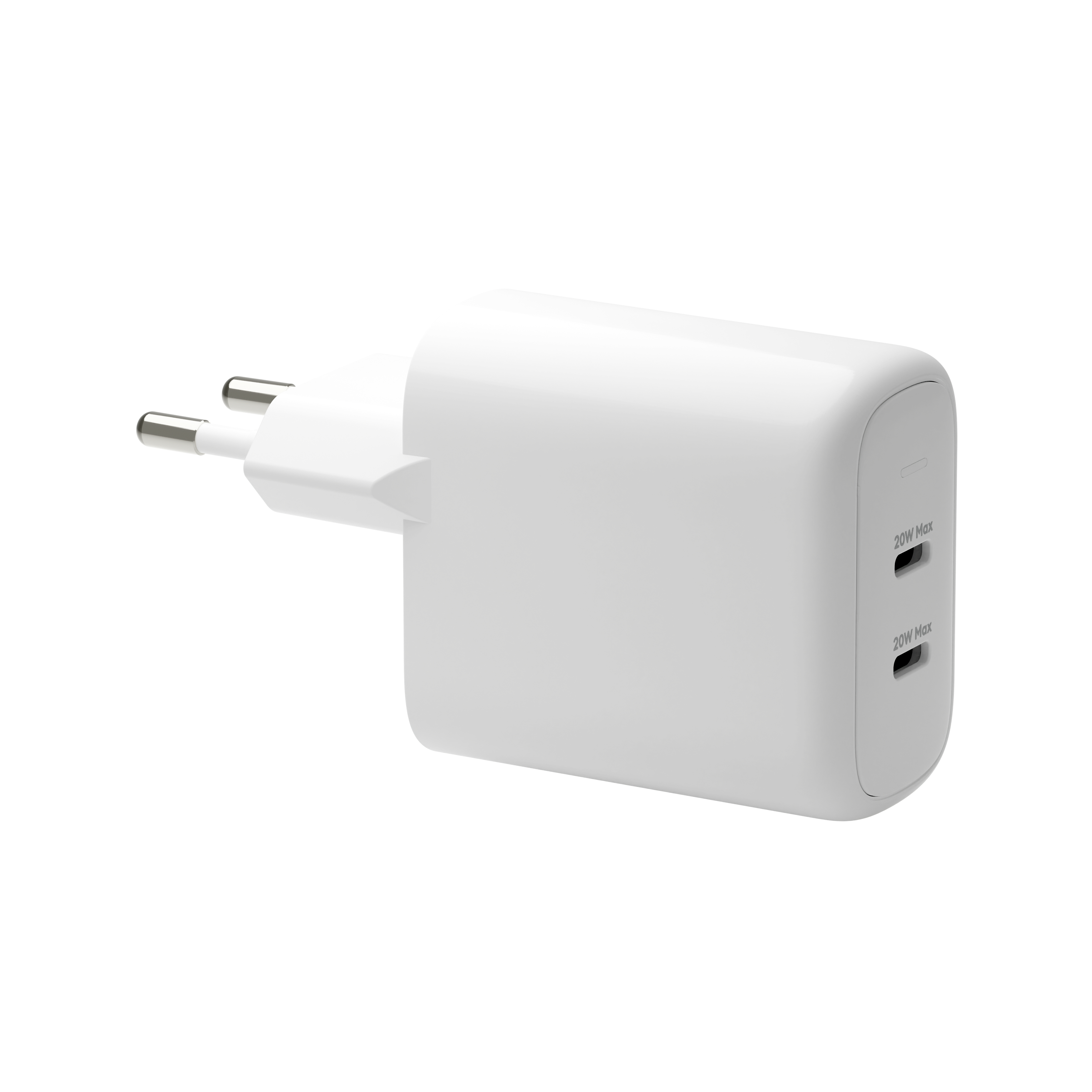 Dbramante1928 Re-charge - Power Adapter - 20 Watt - 3 A - PD/PPS - 2 Output Connectors (24 Pin USB-C) - White - Europe CH20EUWH7122 - C2000