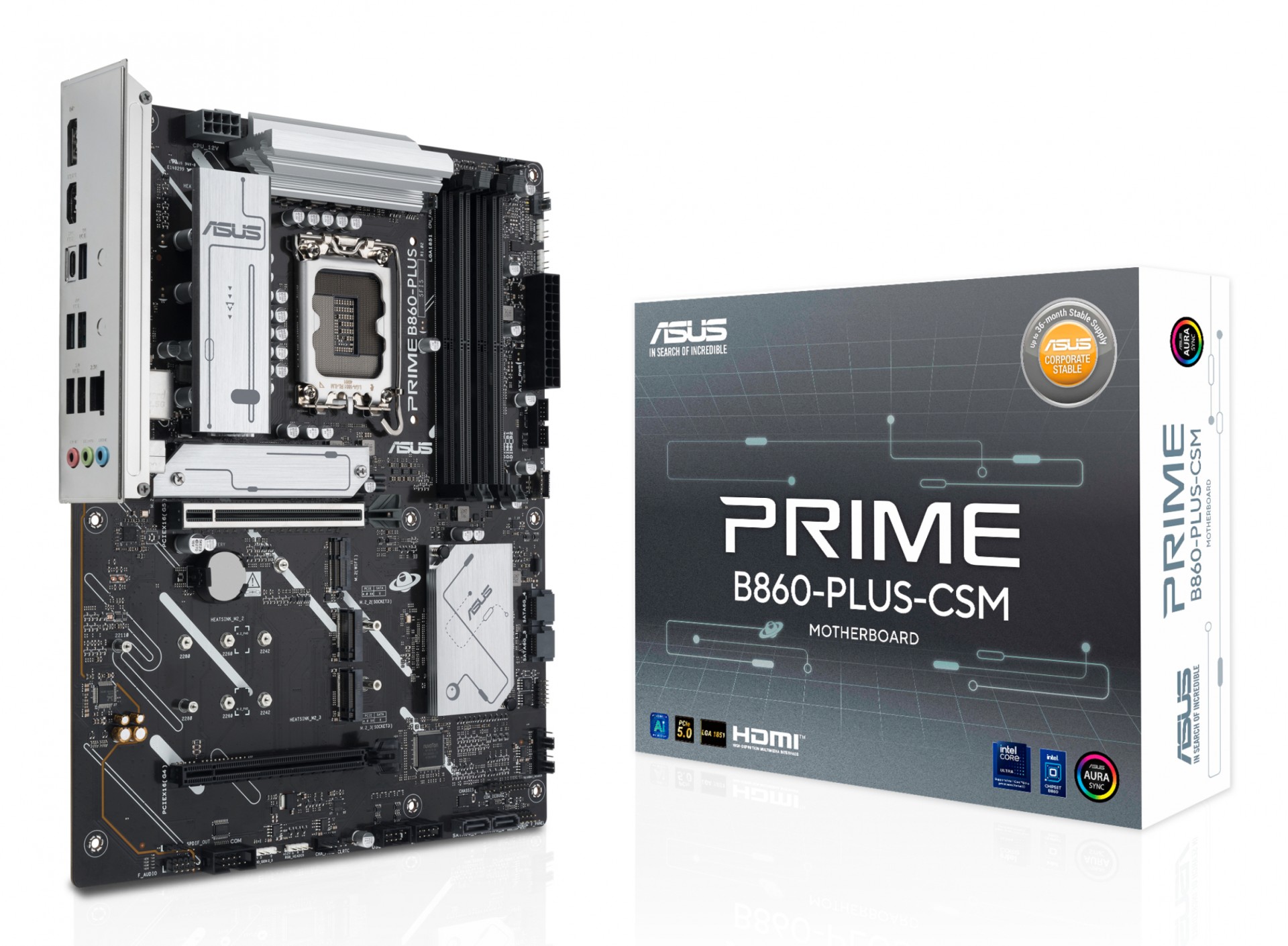 ASUS PRIME B860-PLUS-CSM - Motherboard - ATX - LGA1851 Socket - B860 Chipset - USB-C 3.2 Gen 2x2, USB 3.2 Gen 2, USB 3.2 Gen 1, USB-C 3.2 Gen 1 - 2.5 Gigabit LAN - Onboard Graphics (CPU Requi - C2000