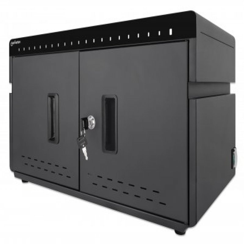 715959 manhattan Charging Cart Via Usb-c X20 Devices, Desktop, Power Delivery 18w Per Port (360w Total), Suitable For Ipads/other Tablets/phones, Bays 264x22x235mm, Device Charging Cables Not Included, Silent Ventilation, Lockable (2 Keys), Eu & Uk P