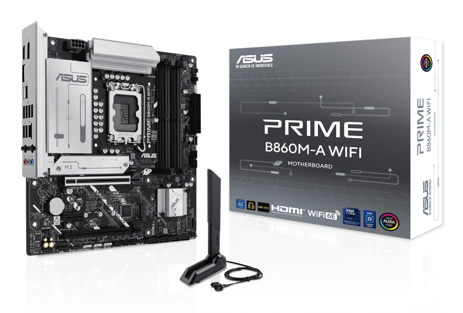 ASUS PRIME B860M-A WIFI - Motherboard - Micro ATX - LGA1851 Socket - B860 Chipset - USB-C 3.2 Gen 2x2, USB 3.2 Gen 2, USB 3.2 Gen 1, USB-C 3.2 Gen 1 - 2.5 Gigabit LAN, Bluetooth, Wi-Fi 6E - O - C2000