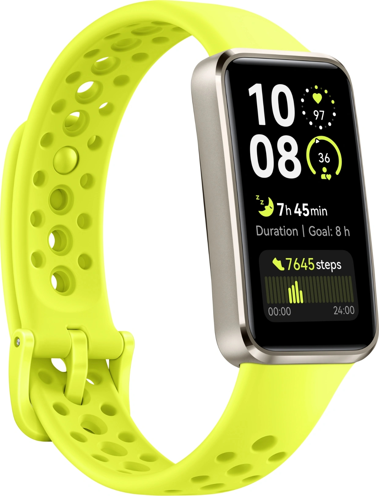 huawei Huawei Band 10 1.47 Inch 37.3mm Activity Tracker - Metal Silver Body With Green Strap 55020elk - AD01