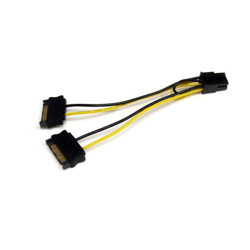 StarTech.com 6in SATA Power To 6 Pin PCI Express Video Card Power Cable Adapter - SATA To 6 Pin PCIe Power - Power Cable - SATA Power (M) To 6 Pin PCIe Power (M) - 15 Cm SATPCIEXADAP - C2000