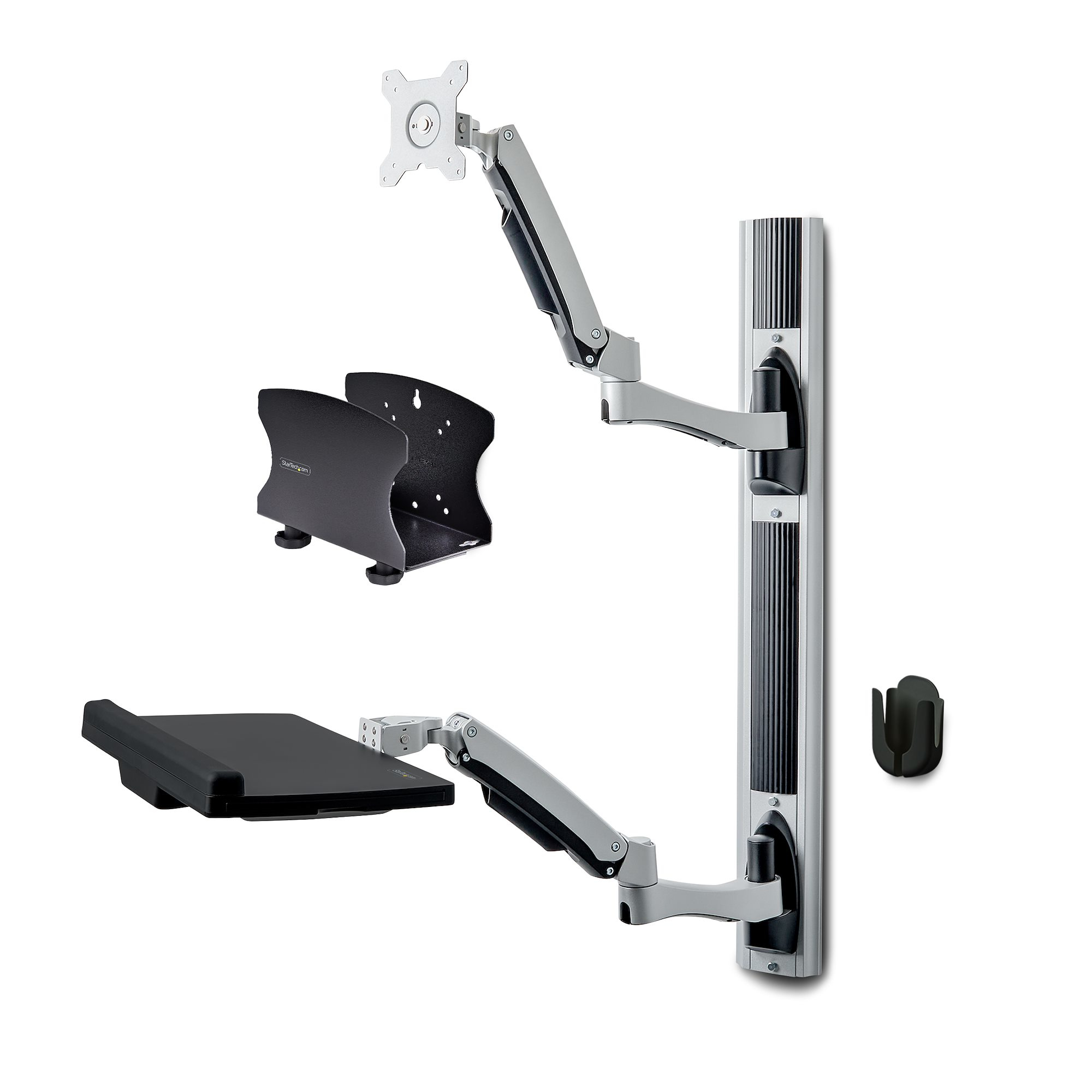 StarTech.com Wall Mount Workstation, VESA Mount For 32" Monitors (22lb/10kg), Fully Articulating Arms For Single Monitor Mount & Keyboard Tray, Includes Desktop Computer/PC Bracket - Ergonomi - C2000