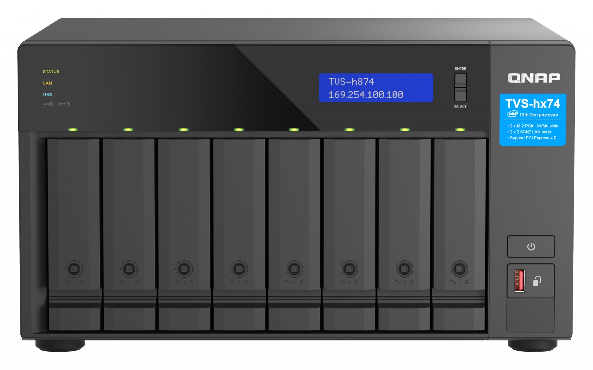 Qnap - Nas Dt                    Tvs-h874-i5-32g 8bay 32gb Ddr4      2x2.5gbe (2.5g/1g/100m/10m)         Tvs-h874-i5-32g