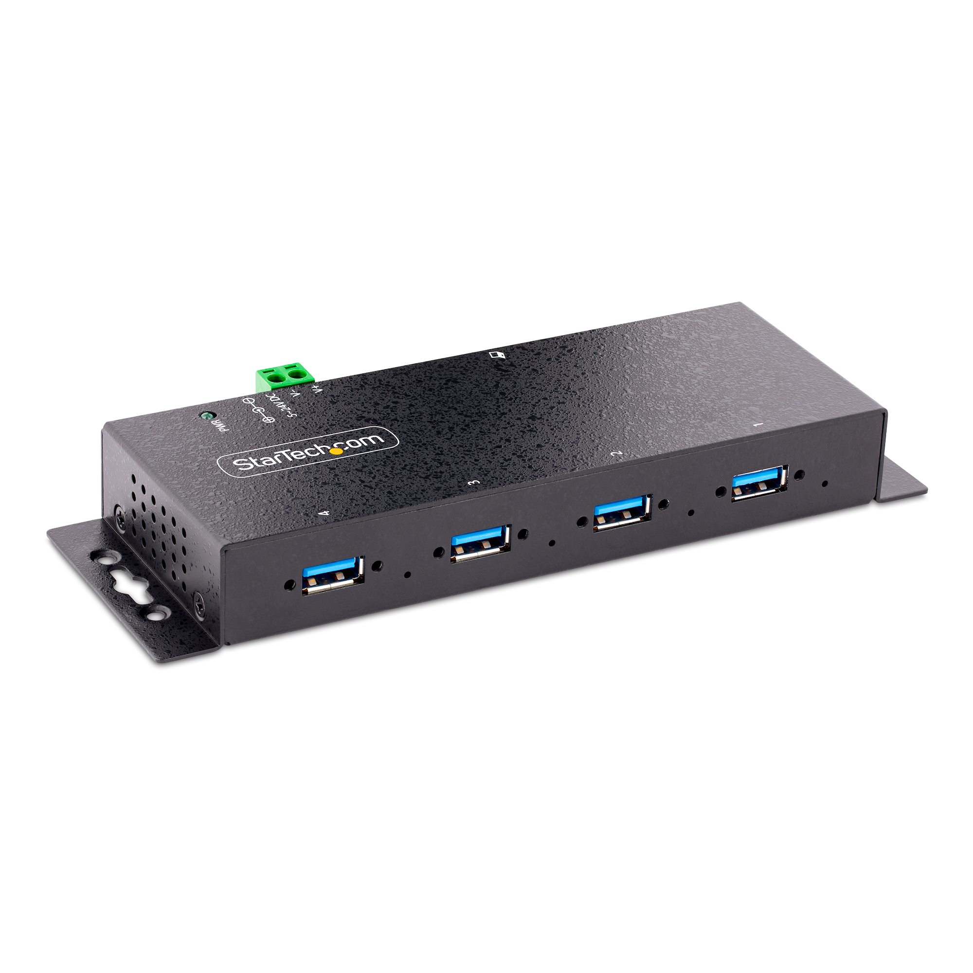 StarTech.com 4-Port Industrial USB 3.0 5Gbps Hub, Rugged USB Hub W/15kV Air/8kV Contact ESD And Surge Protection, DIN/Wall/Desk Mountable USB-A Hub, USB Expansion Hub With Locking Ports - Met - C2000