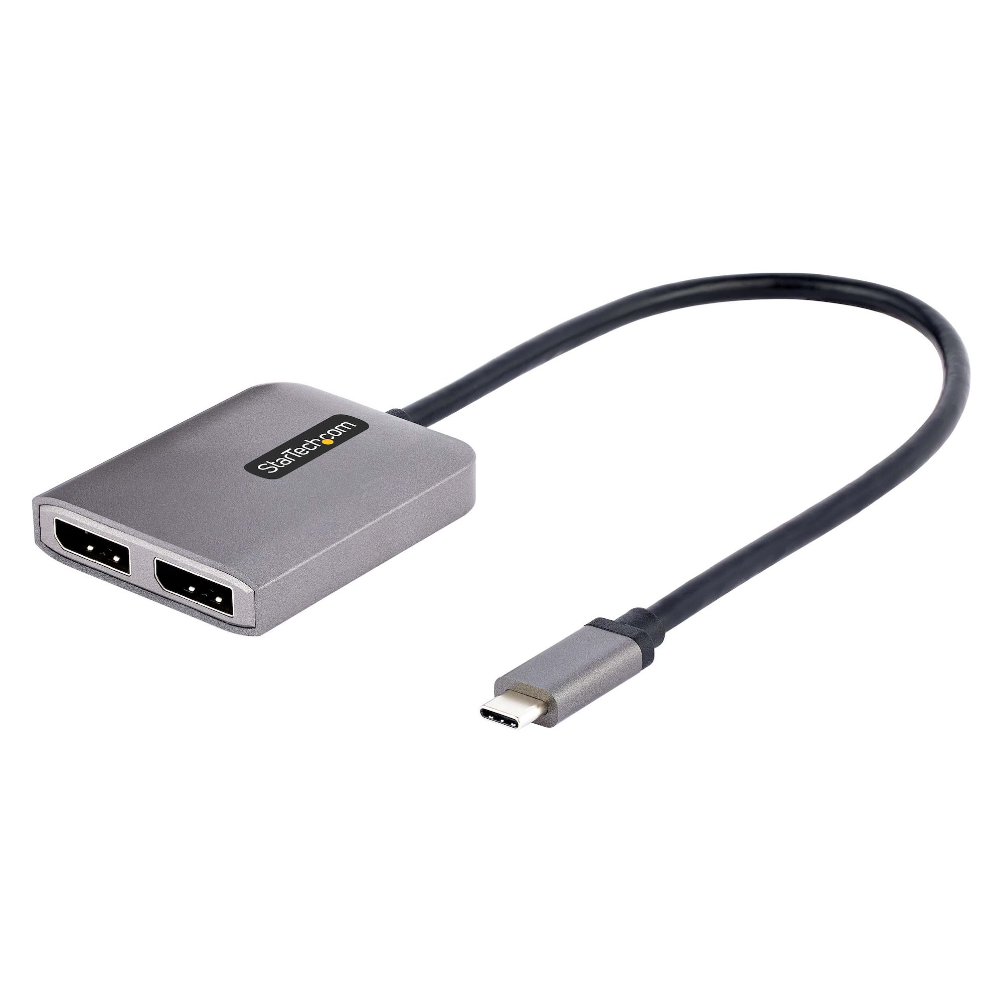 StarTech.com 2-Port USB-C MST Hub, USB Type-C To 2x DisplayPort Multi-Monitor Adapter For Laptop, Dual-DP Up To 4K 60Hz W/ DP 1.4 Alt Mode & DSC, HDR, 1ft (30cm) Cable, USB Bus-Powered - Mult - C2000
