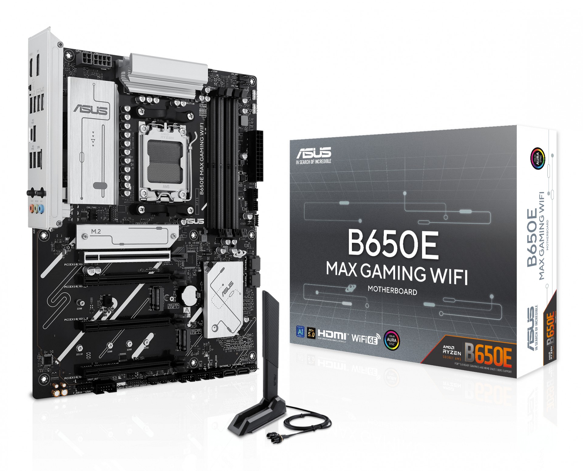 ASUS B650E MAX GAMING WIFI - Motherboard - ATX - Socket AM5 - AMD B650 Chipset - USB-C 3.2 Gen2, USB 3.2 Gen 2, USB 3.2 Gen 1 - 2.5 Gigabit LAN, Wi-Fi 6E, Bluetooth - Onboard Graphics (CPU Re - C2000