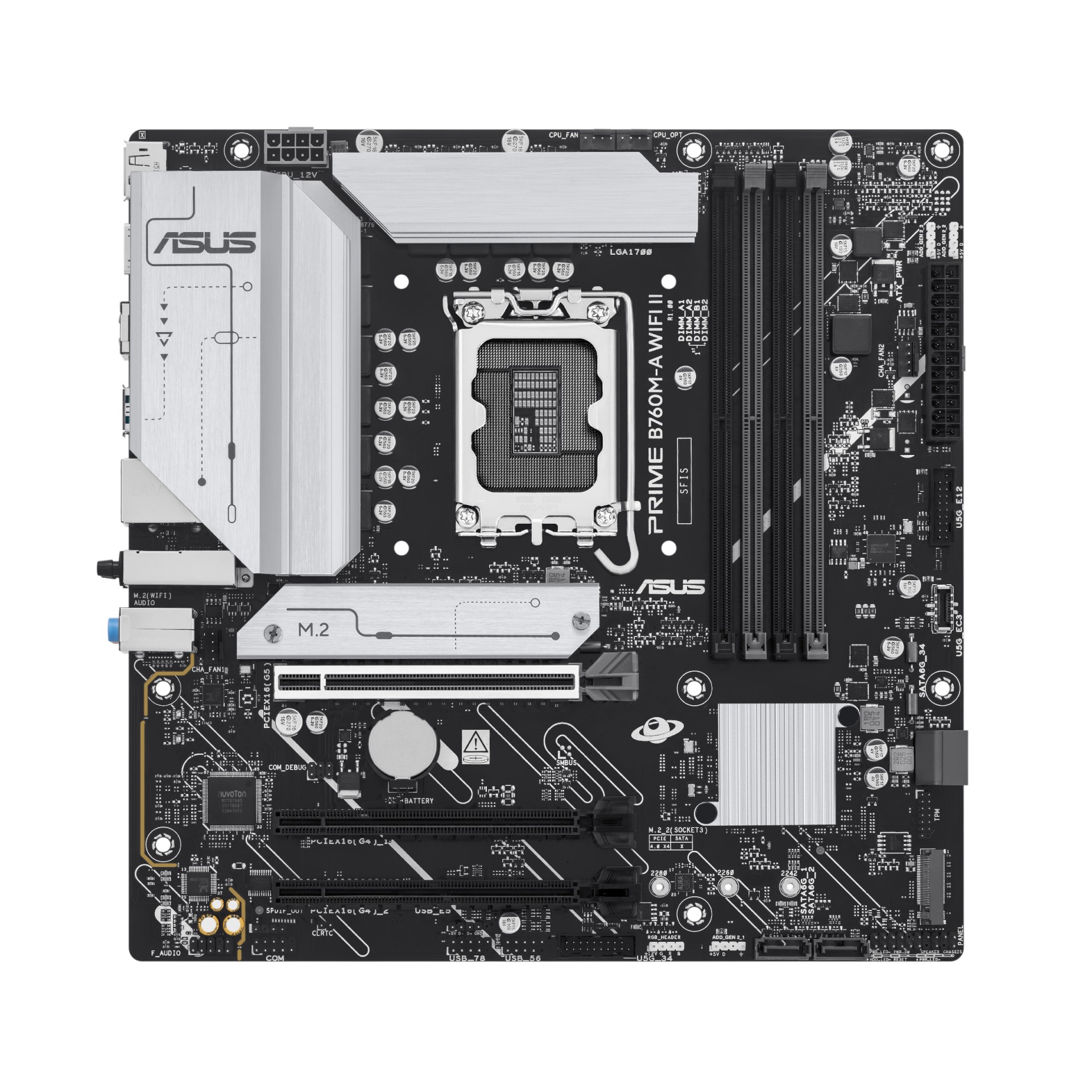 ASUS PRIME B760M-A WIFI II - Motherboard - Micro ATX - LGA1700 Socket - B760 Chipset - USB 3.2 Gen 1, USB-C 3.2 Gen 1, USB 3.2 Gen 2 - 2.5 Gigabit LAN, Wi-Fi 6E, Bluetooth - Onboard Graphics  - C2000