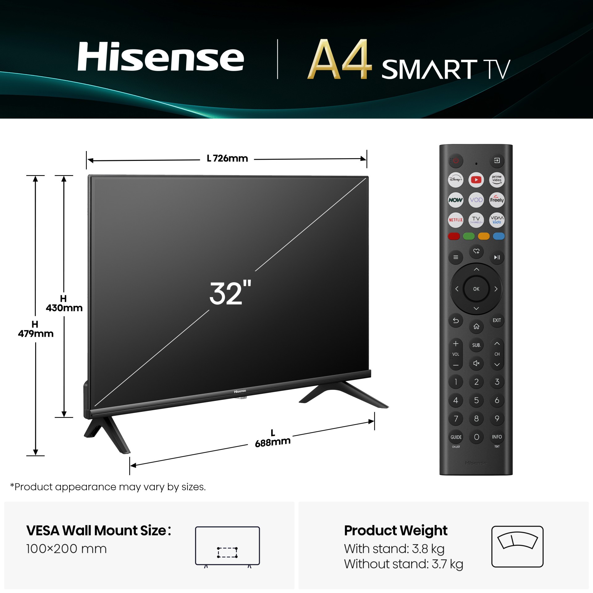 hisense 32 32A4QTUK LED Smart TV 32A4QTUK - MW01