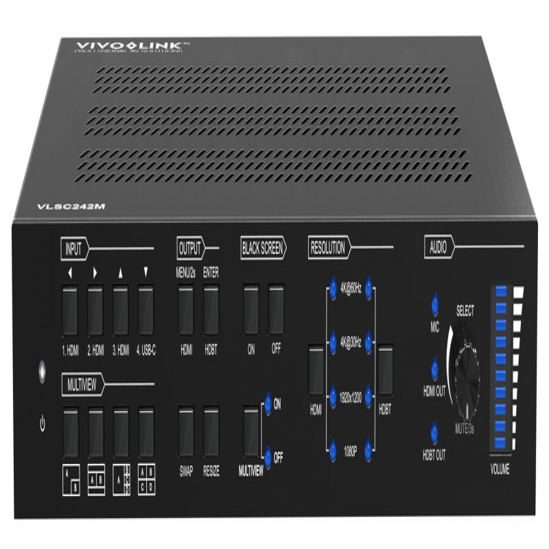 Vivolink HDBaseT 3.0 18G 4X2 seamless  KVM switcher w/ Multiview,  VLSC242M - eet01