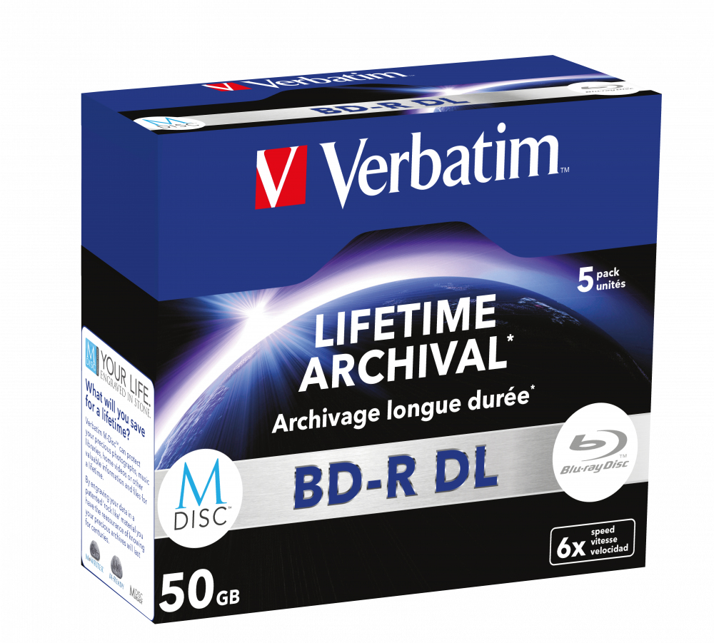 Verbatim MDisc BD-R DL 6X 50GB 5 Pack  Jewel Case  43846 - eet01
