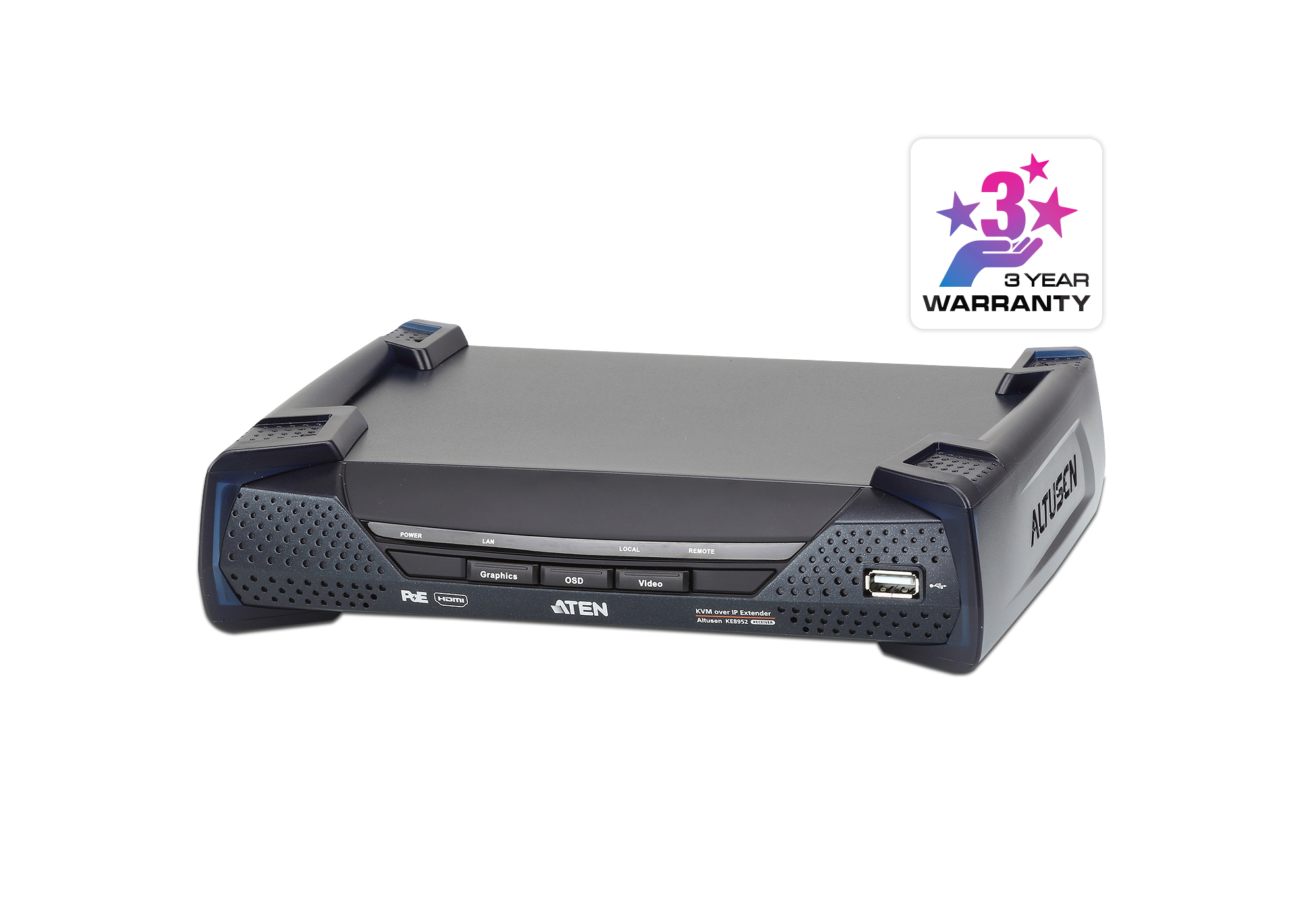 ALTUSEN KE8952R 4K HDMI Single Display KVM Over IP - KVM / Audio / Serial / USB Extender - Receiver - USB - For P/N: CS1144DP4UN KE8952R - C2000