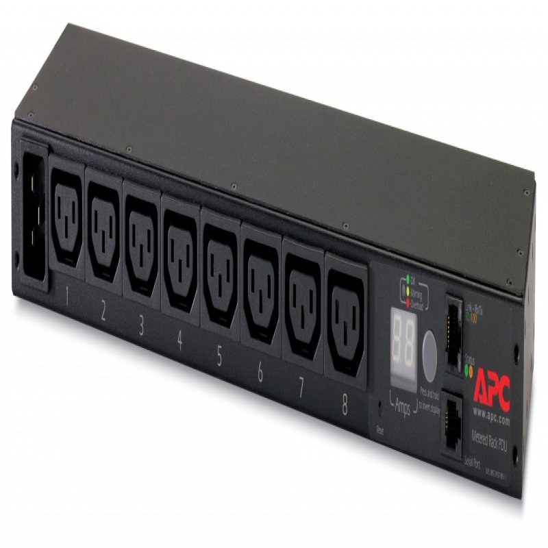 APC Metered Rack PDU AP7821B - Power Distribution Unit (rack-mountable) - AC 100-240 V - Ethernet 10/100 - Input: IEC 60320 C20 - Output Connectors: 8 (power IEC 60320 C13) - 1U - 2.4 M Cord  - C2000