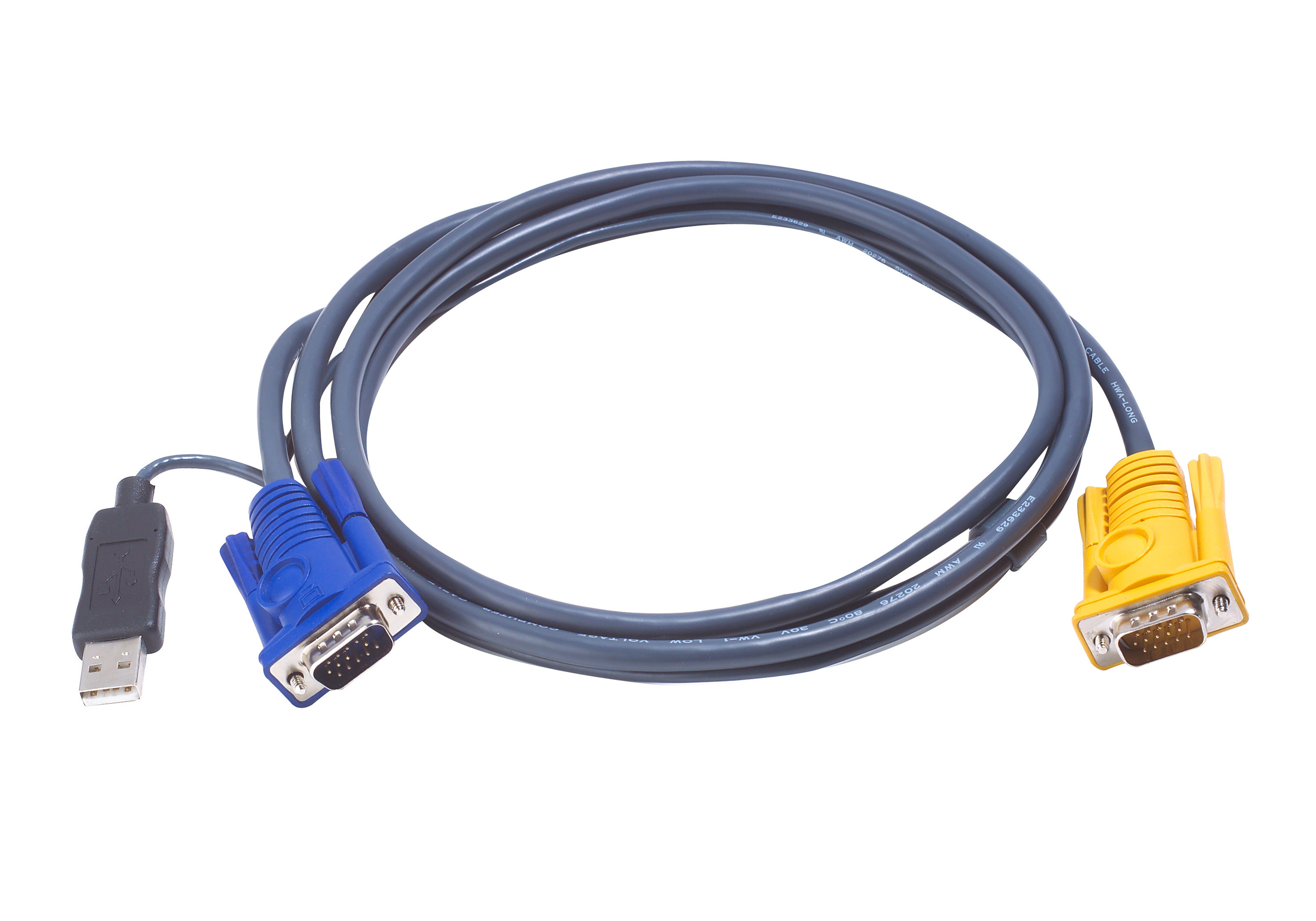 ATEN 2L-5202UP - Keyboard / Video / Mouse (KVM) Cable - USB, HD-15 (VGA) (M) To HD-15 (VGA) (M) - 1.8 M 2L-5202UP - C2000