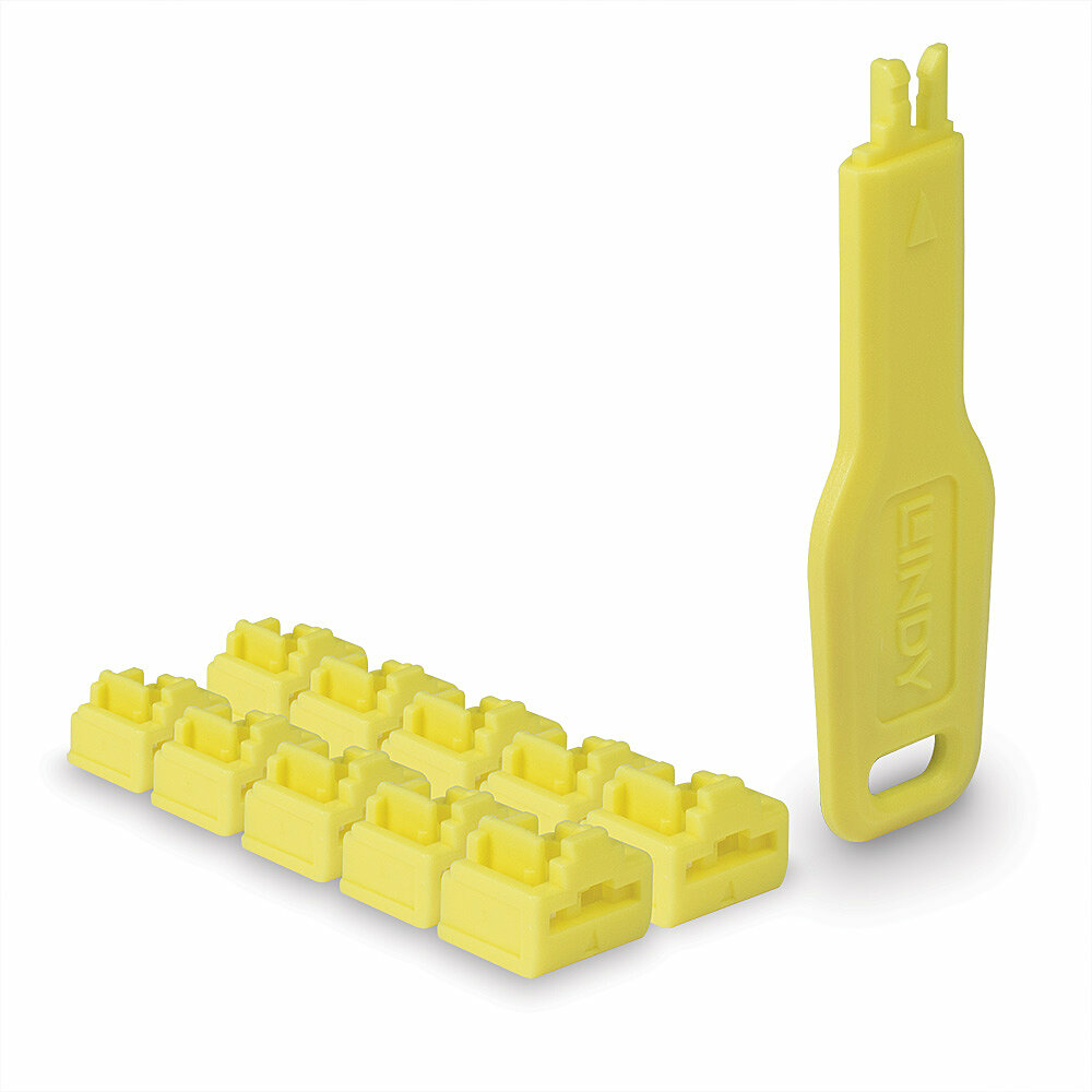 Lindy - Accessories              Rj45 Port Locks Yellow 10x + 1      Key                                 47900