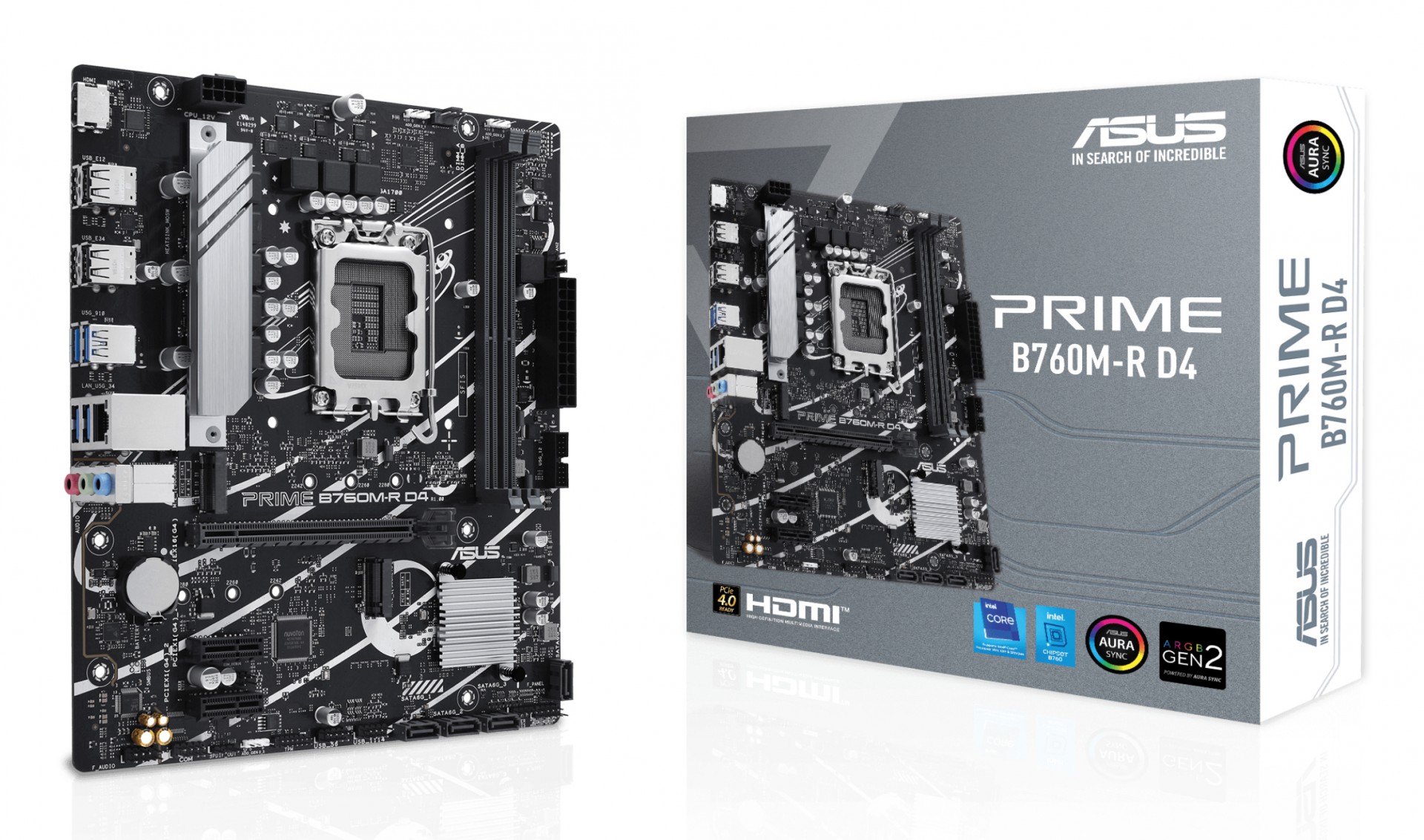 ASUS PRO B760M-R D4 - Motherboard - Micro ATX - LGA1700 Socket - B760 Chipset - USB 3.2 Gen 1 - 2.5 Gigabit LAN - Onboard Graphics (CPU Required) - HD Audio (8-channel) 90MB1HA0-M0EAY0 - C2000